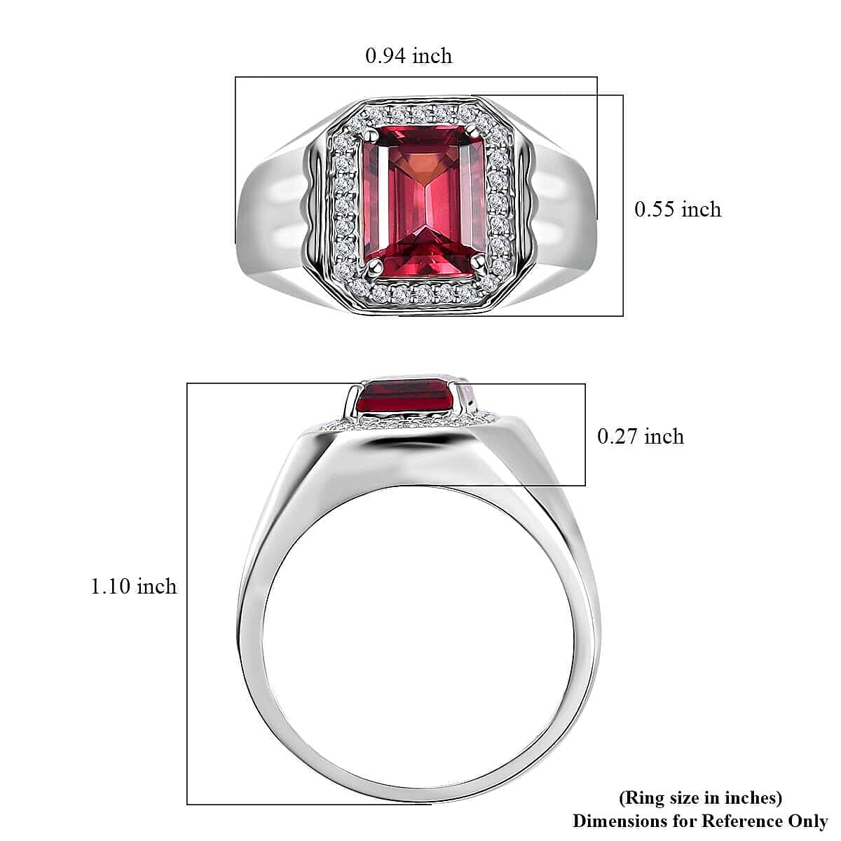 Rhapsody 950 Platinum AAAA Ouro Fino Rubellite and E-F VS2 Diamond Men's Ring (Size 10.0) 3.35 ctw
