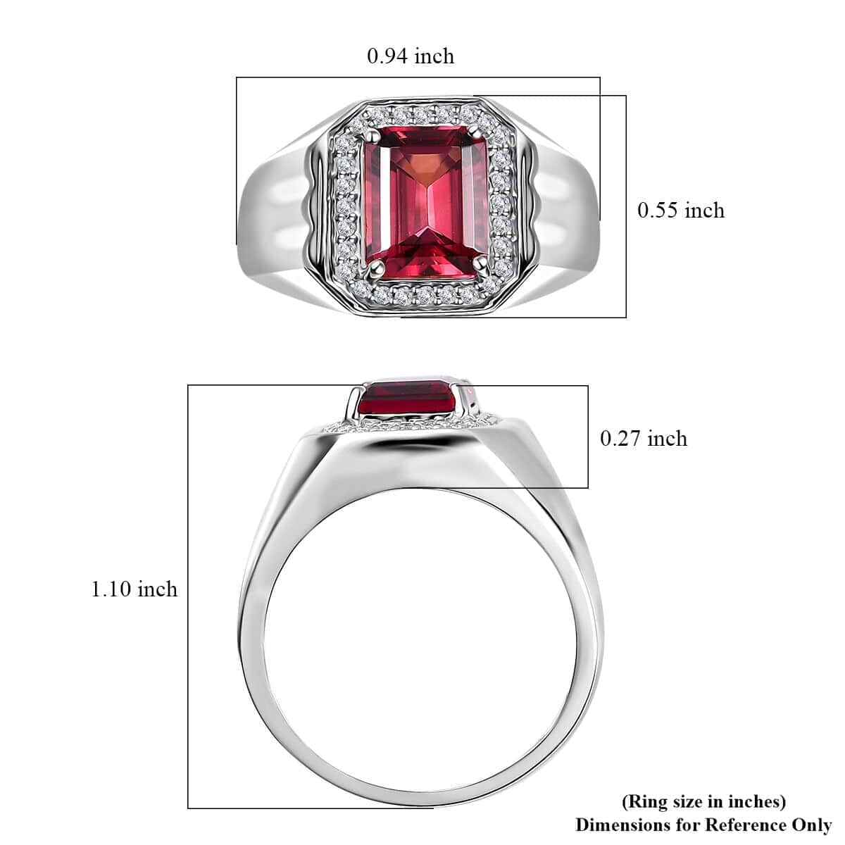 Rhapsody 950 Platinum AAAA Ouro Fino Rubellite and E-F VS2 Diamond Men's Ring (Size 10.0) 3.35 ctw image number 5