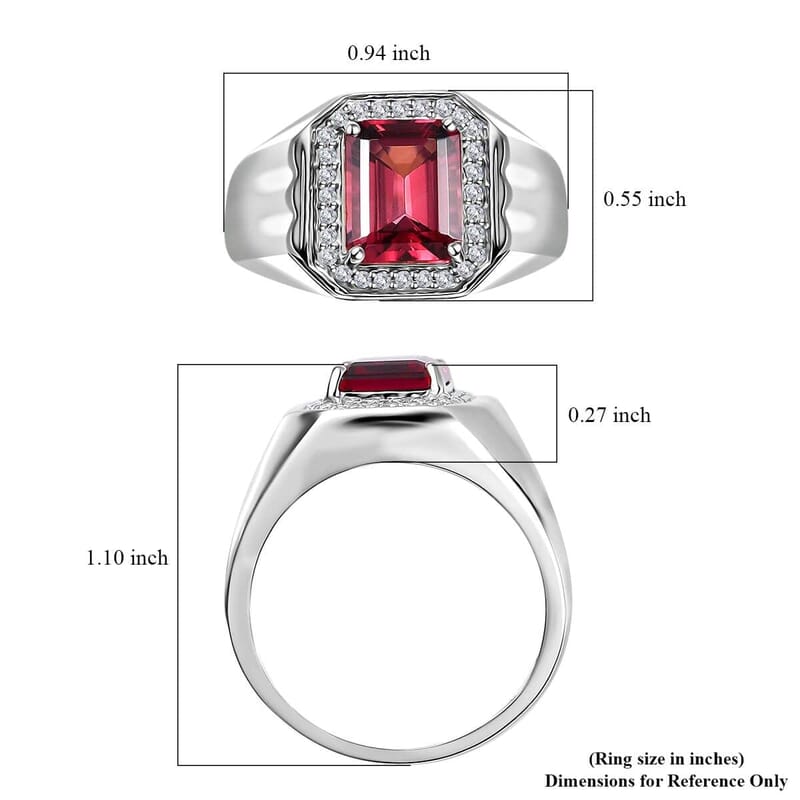 Rhapsody 950 Platinum AAAA Ouro Fino Rubellite and E-F VS2 Diamond Men's Ring (Size 10.0) 3.35 ctw