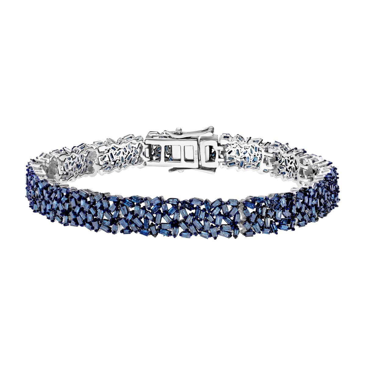 Blue Diamond Bracelet in Platinum Over Sterling Silver (7.25 In) 5.00 ctw image number 0