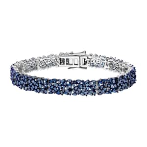 Blue Diamond Bracelet in Platinum Over Sterling Silver (7.25 In) 5.00 ctw