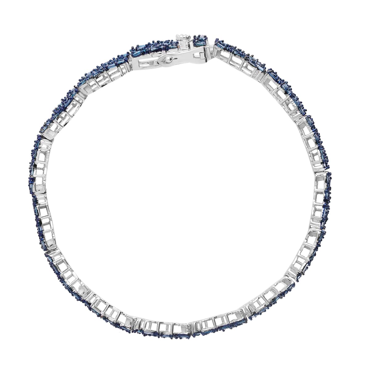 Blue Diamond Bracelet in Platinum Over Sterling Silver (7.25 In) 5.00 ctw image number 1