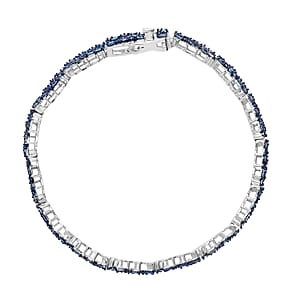 Blue Diamond Bracelet in Platinum Over Sterling Silver (7.25 In) 5.00 ctw