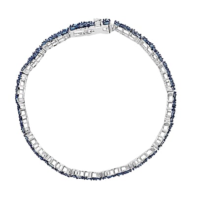 Blue Diamond Bracelet in Platinum Over Sterling Silver (7.25 In) 5.00 ctw