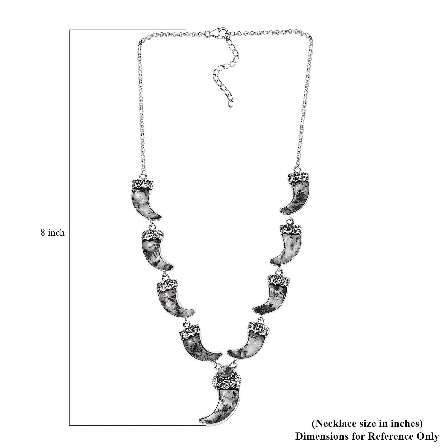Artisan Crafted White Buffalo Bear Claw Necklace 18-20 Inches in Sterling Silver 64.40 ctw