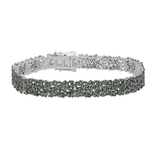 Green Diamond Bracelet in Platinum Over Sterling Silver (7.25 In) 5.00 ctw
