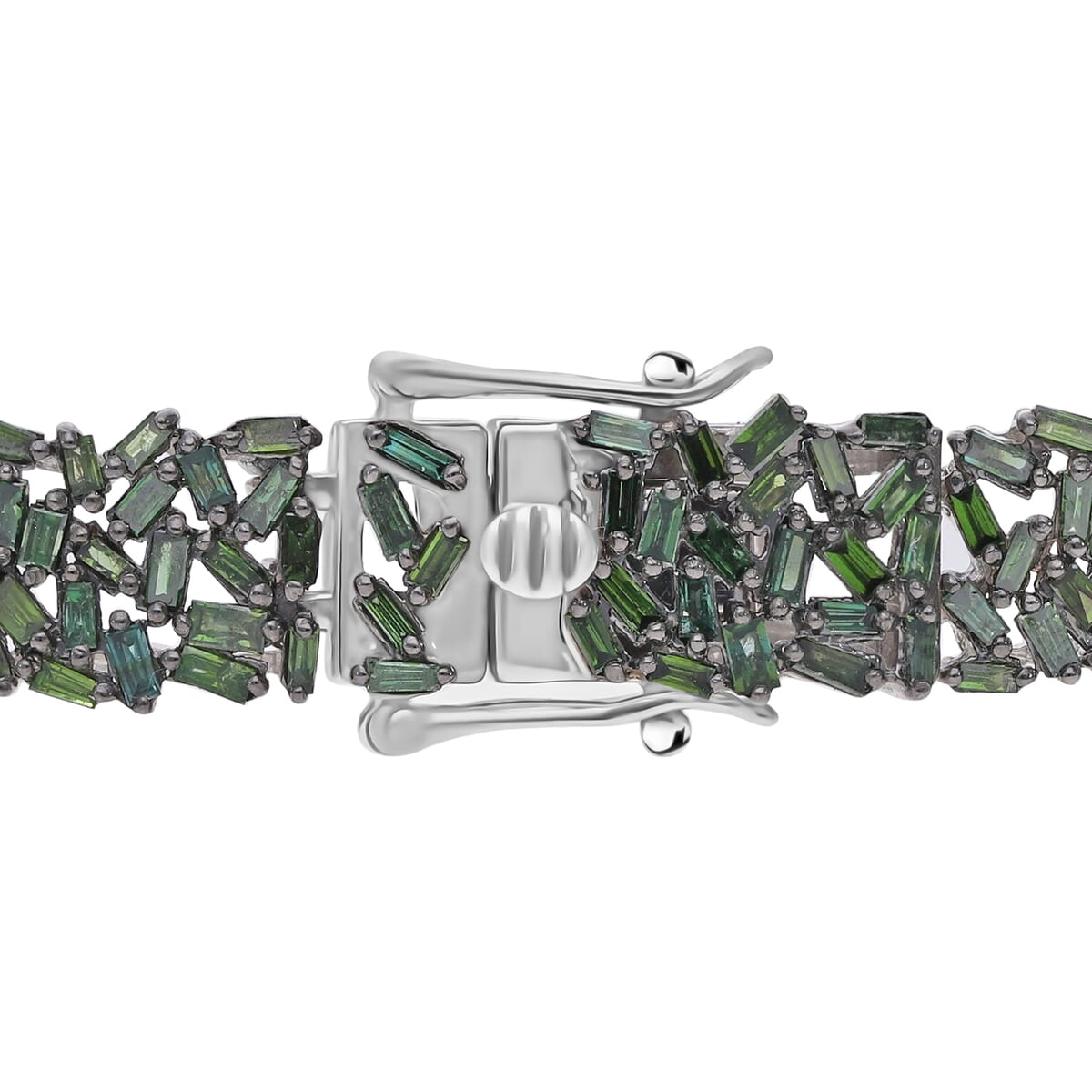 Green Diamond Bracelet in Platinum Over Sterling Silver (7.25 In) 5.00 ctw image number 2