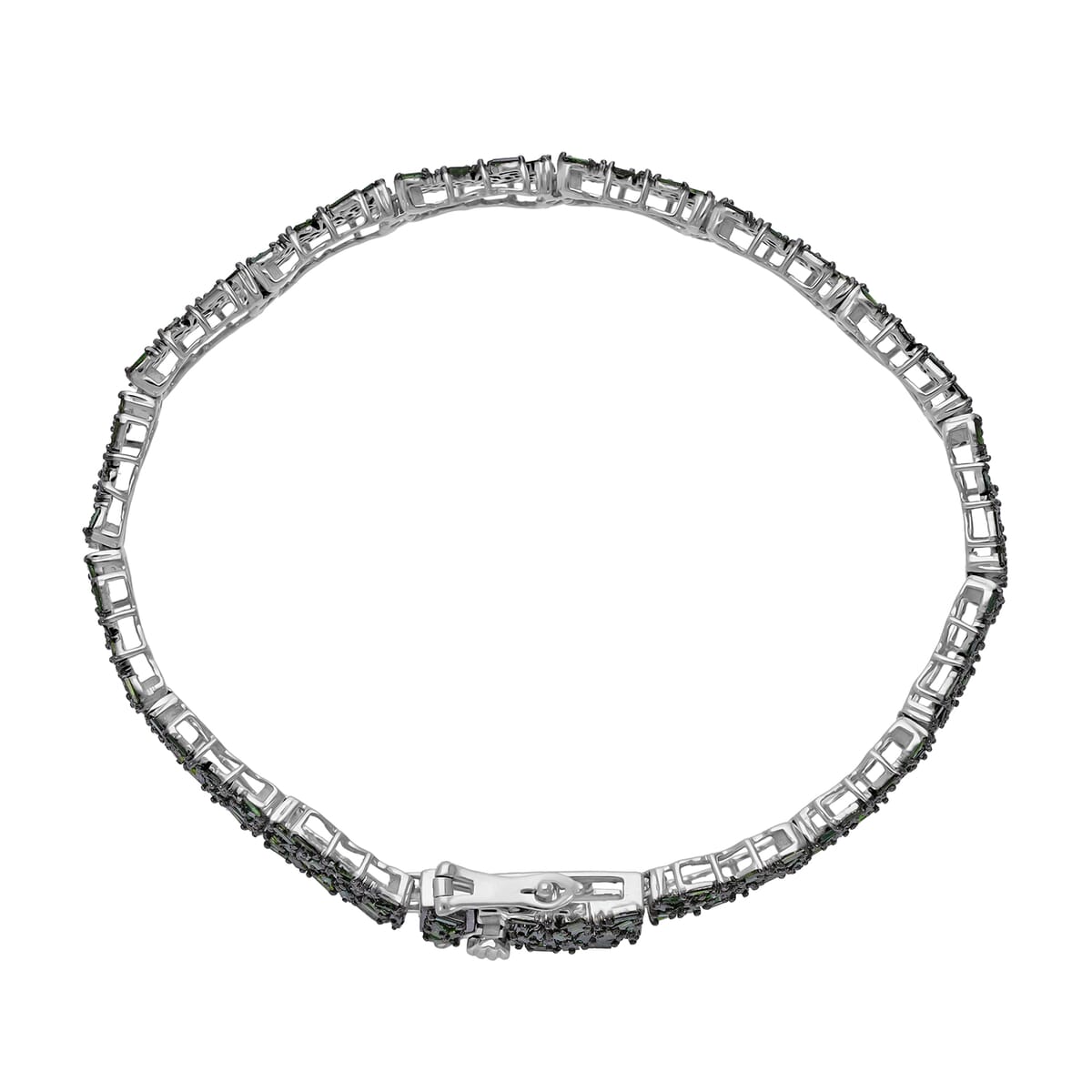 Green Diamond Bracelet in Platinum Over Sterling Silver (7.25 In) 5.00 ctw image number 3