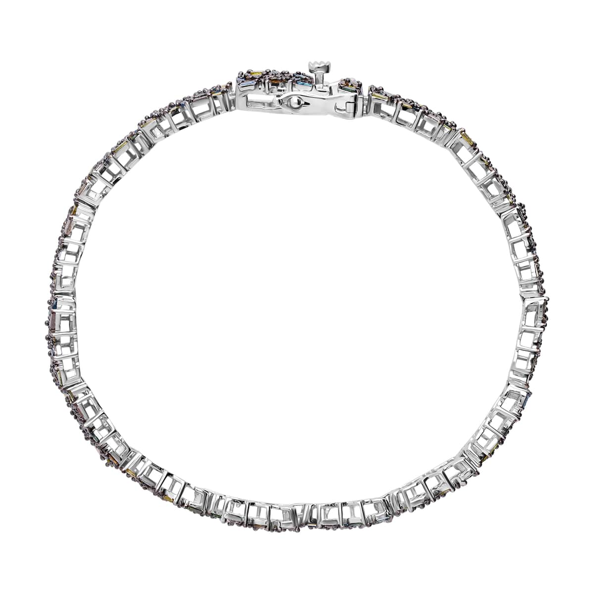 Multi Diamond Bracelet in Platinum Over Sterling Silver (7.25 In) 5.00 ctw image number 1