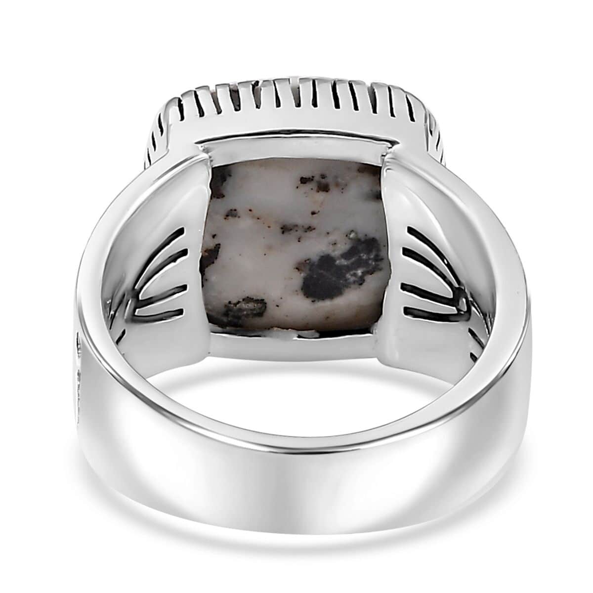 Artisan Crafted White Buffalo Solitaire Ring in Sterling Silver (Size 10.0) 8.40 ctw image number 4