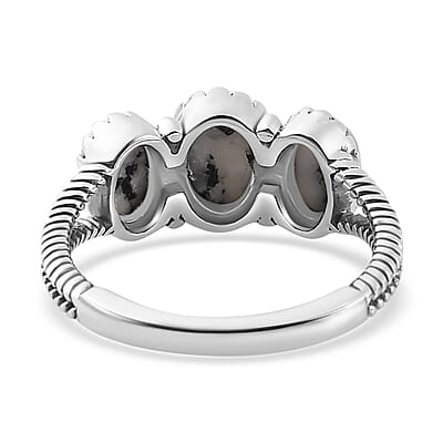 Artisan Crafted White Buffalo 3 Stone Ring in Sterling Silver (Size 10.0) 1.90 ctw