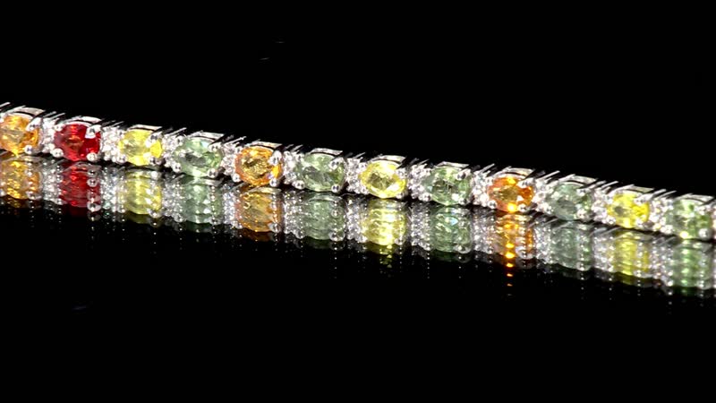 Multi Sapphire, White Zircon Bracelet in Platinum Over Sterling Silver (6.50 In) 7.10 ctw