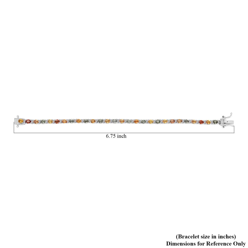 Multi Sapphire and White Zircon Bracelet in Platinum Over Sterling Silver (6.50 In) 7.10 ctw