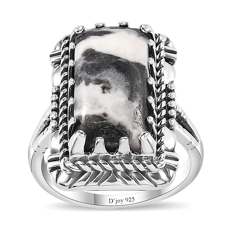 Artisan Crafted White Buffalo Solitaire Ring in Sterling Silver (Size 10.0) 7.00 ctw