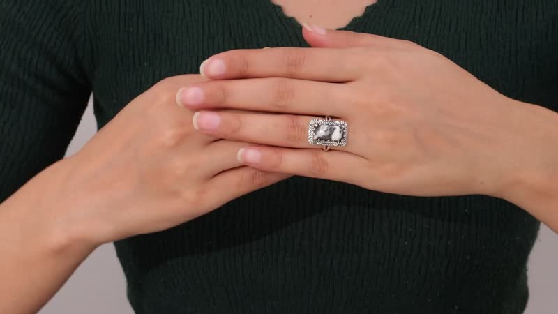 Artisan Crafted White Buffalo Solitaire Ring in Black Oxidized Sterling Silver (Size 10.0) 7.00 ctw