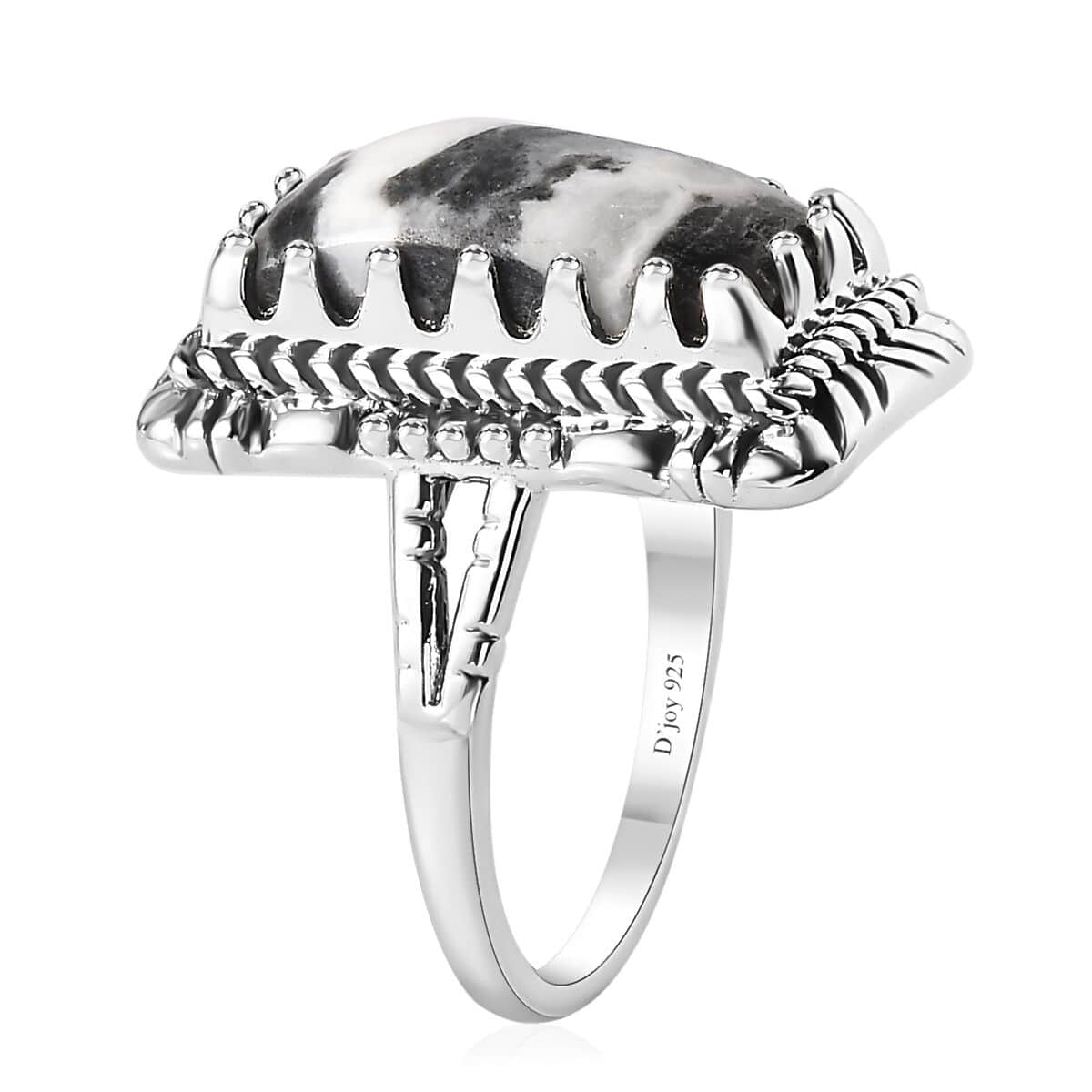 Artisan Crafted White Buffalo Solitaire Ring in Sterling Silver (Size 10.0) 7.00 ctw image number 3