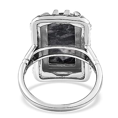Artisan Crafted White Buffalo Solitaire Ring in Sterling Silver (Size 10.0) 7.00 ctw