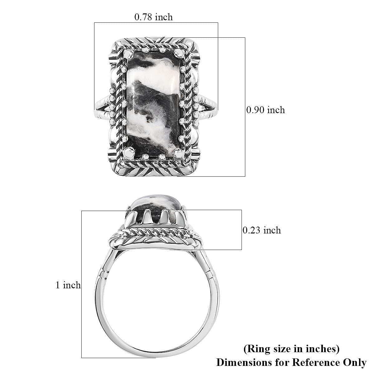 Artisan Crafted White Buffalo Solitaire Ring in Sterling Silver (Size 10.0) 7.00 ctw