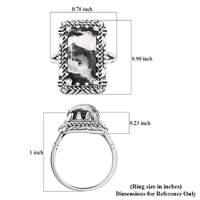 Artisan Crafted White Buffalo Solitaire Ring in Sterling Silver (Size 10.0) 7.00 ctw