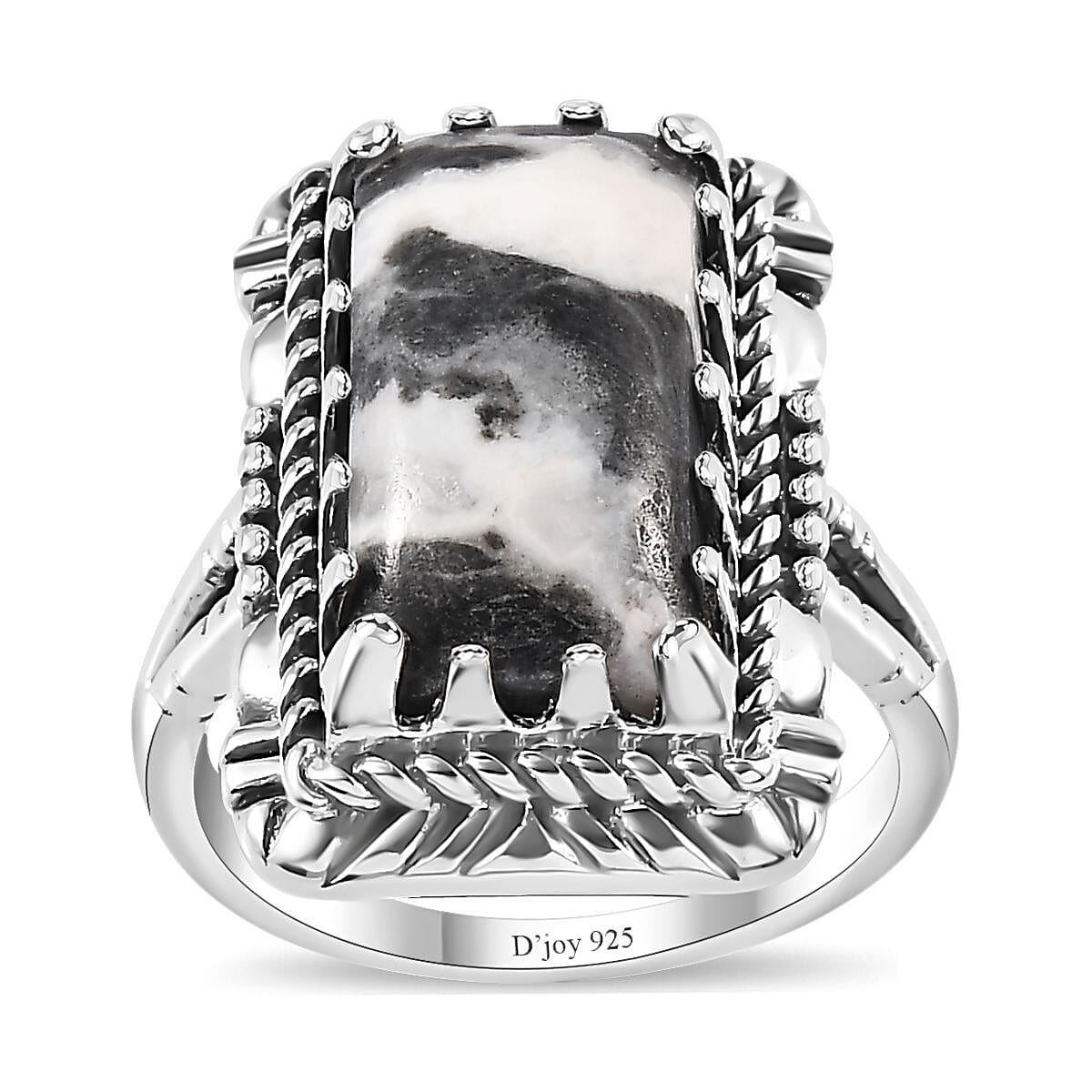 Artisan Crafted White Buffalo Solitaire Ring in Sterling Silver (Size 8.0) 7.00 ctw image number 0