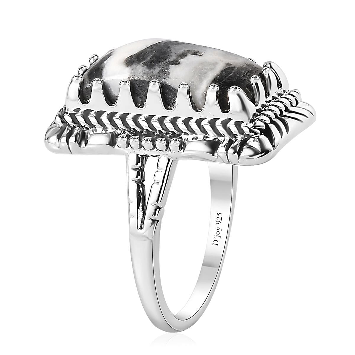 Artisan Crafted White Buffalo Solitaire Ring in Sterling Silver (Size 8.0) 7.00 ctw image number 3