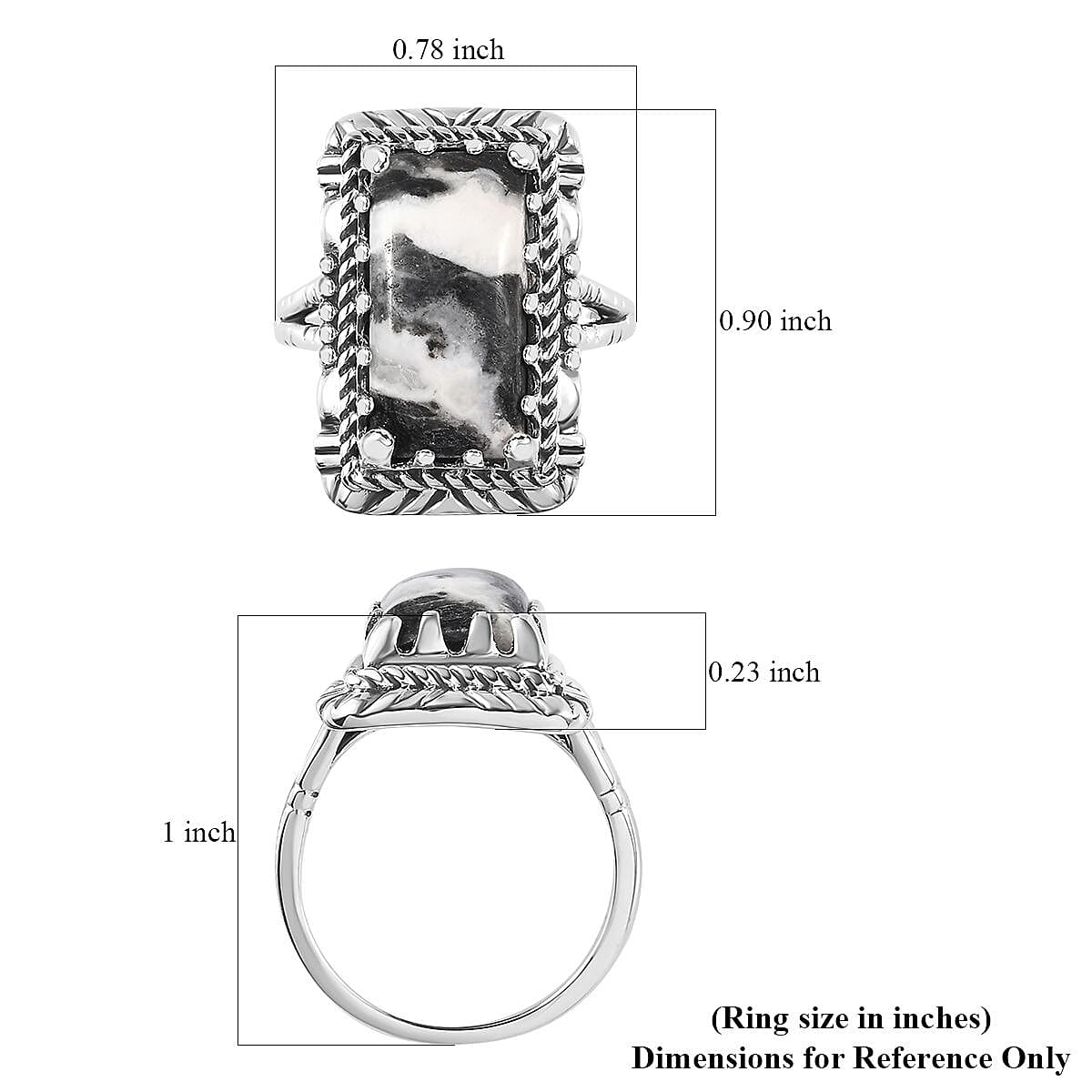 Artisan Crafted White Buffalo Solitaire Ring in Sterling Silver (Size 8.0) 7.00 ctw image number 5