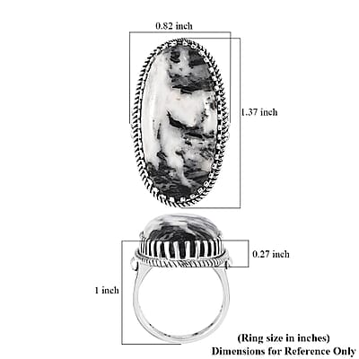 Artisan Crafted White Buffalo Solitaire Ring in Sterling Silver (Size 10.0) 25.25 ctw