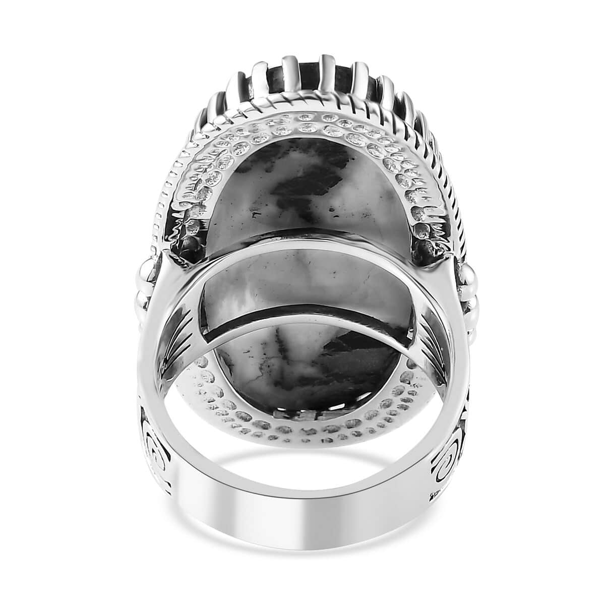 Artisan Crafted White Buffalo Solitaire Ring in Sterling Silver (Size 6.0) 25.25 ctw image number 4