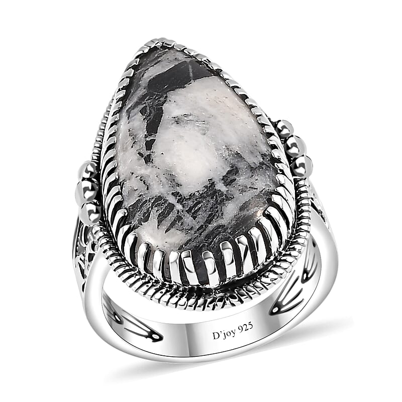 Artisan Crafted White Buffalo Solitaire Ring in Sterling Silver (Size 10.0) 23.50 ctw