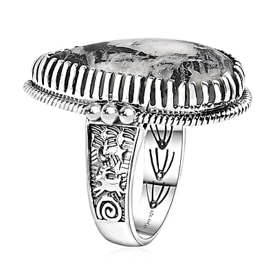 Artisan Crafted White Buffalo Solitaire Ring in Sterling Silver (Size 10.0) 23.50 ctw