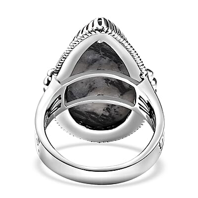 Artisan Crafted White Buffalo Solitaire Ring in Sterling Silver (Size 10.0) 23.50 ctw
