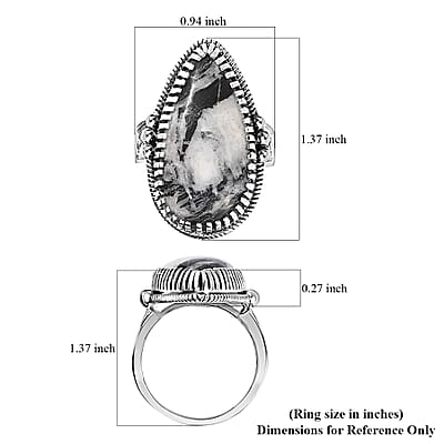 Artisan Crafted White Buffalo Solitaire Ring in Sterling Silver (Size 10.0) 23.50 ctw
