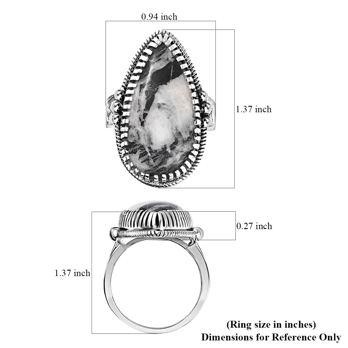 Artisan Crafted White Buffalo Solitaire Ring in Sterling Silver (Size 10.0) 23.50 ctw image number 5