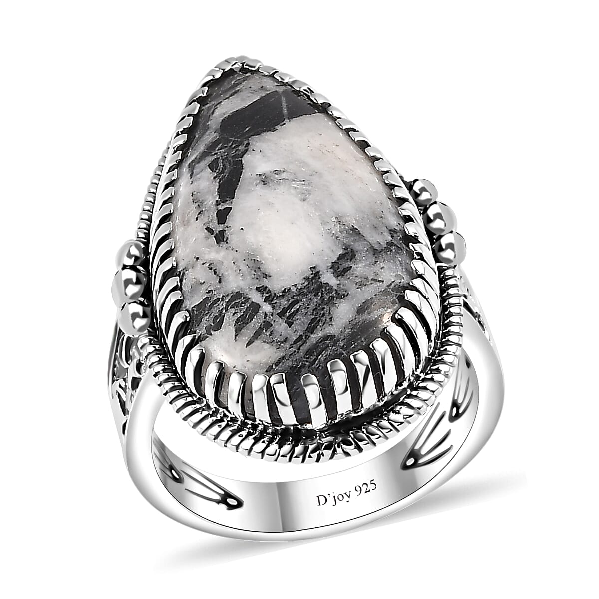 Artisan Crafted White Buffalo Solitaire Ring in Sterling Silver (Size 7.0) 23.50 ctw image number 0