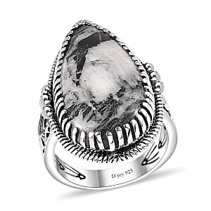 Artisan Crafted White Buffalo Solitaire Ring in Sterling Silver (Size 7.0) 23.50 ctw