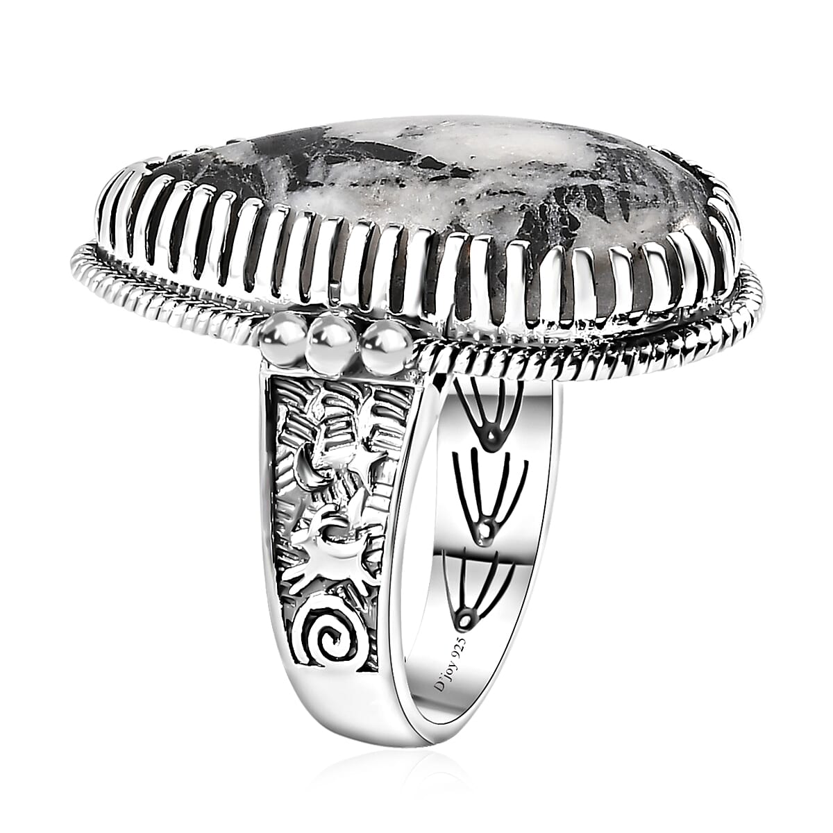 Artisan Crafted White Buffalo Solitaire Ring in Sterling Silver (Size 7.0) 23.50 ctw image number 3