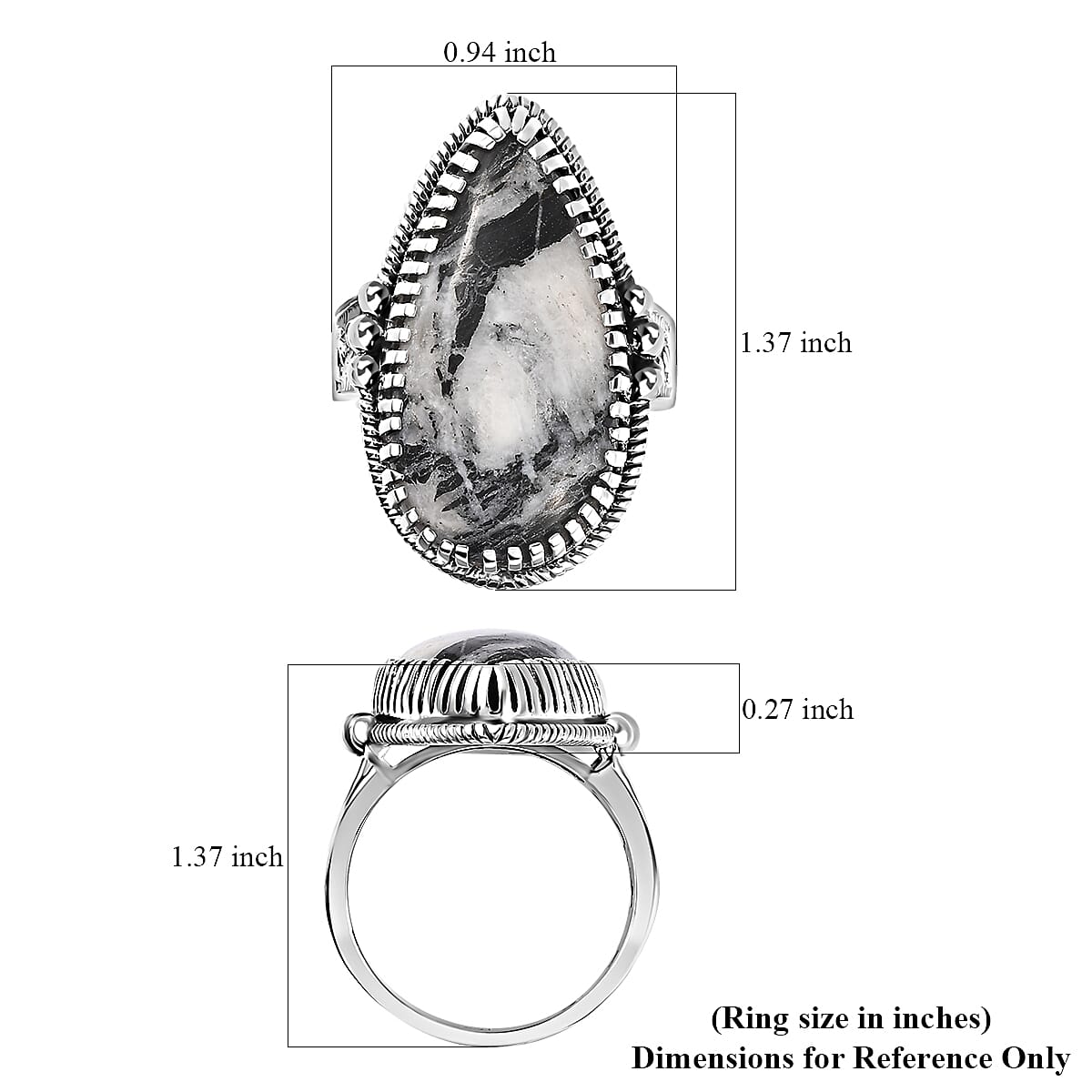 Artisan Crafted White Buffalo Solitaire Ring in Sterling Silver (Size 7.0) 23.50 ctw image number 5
