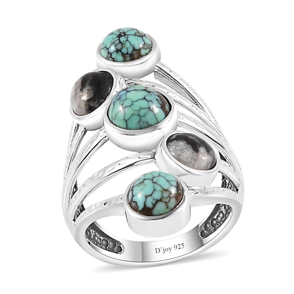 Artisan Crafted Blue Moon Turquoise and White Buffalo Ring in Sterling Silver (Size 10.0) 4.90 ctw image number 0