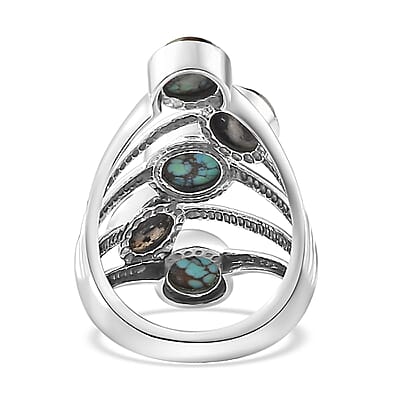 Artisan Crafted Blue Moon Turquoise and White Buffalo Ring in Sterling Silver (Size 10.0) 4.90 ctw
