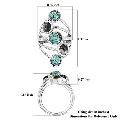 Artisan Crafted Blue Moon Turquoise and White Buffalo Ring in Sterling Silver (Size 10.0) 4.90 ctw