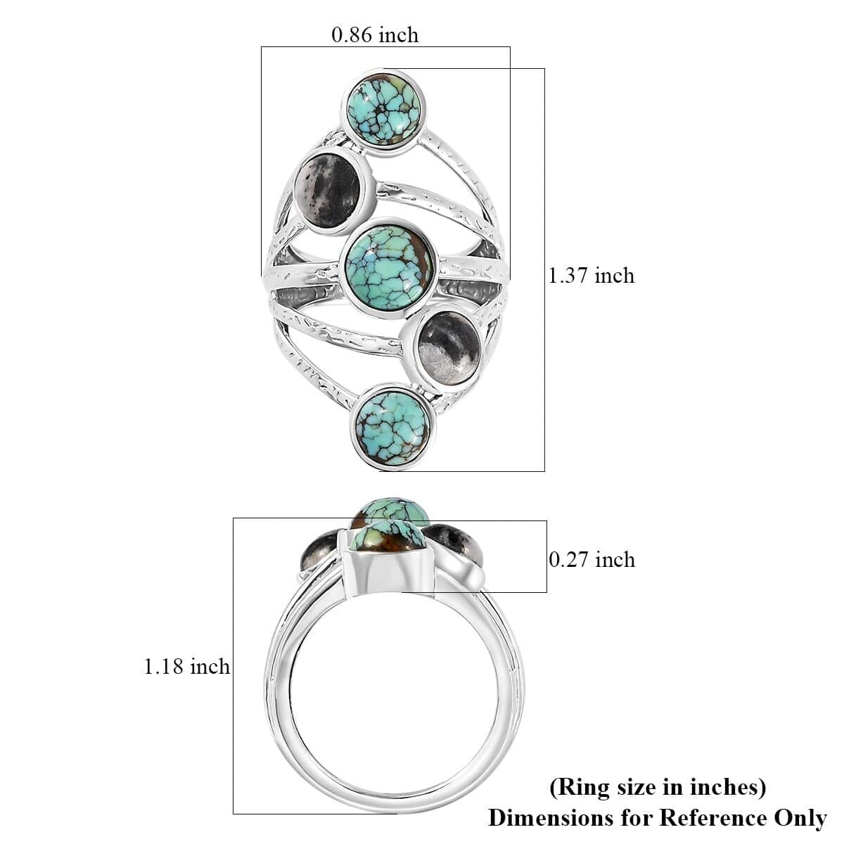Artisan Crafted Blue Moon Turquoise and White Buffalo Ring in Sterling Silver (Size 10.0) 4.90 ctw image number 5