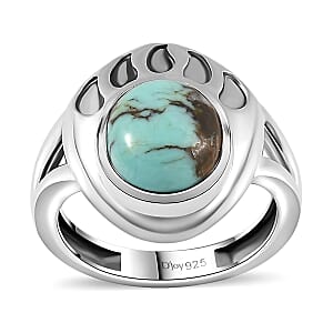 Artisan Crafted Blue Moon Turquoise Bear Paw Ring in Sterling Silver (Size 10.0) 2.50 ctw