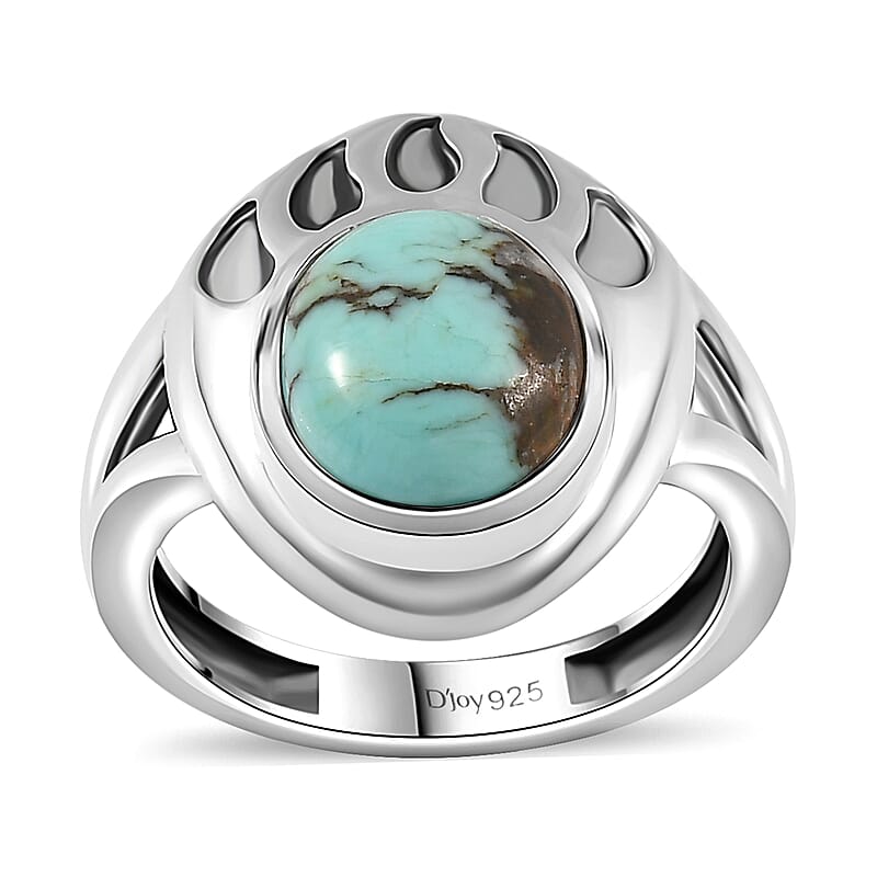 Artisan Crafted Blue Moon Turquoise Bear Paw Ring in Sterling Silver (Size 10.0) 2.50 ctw