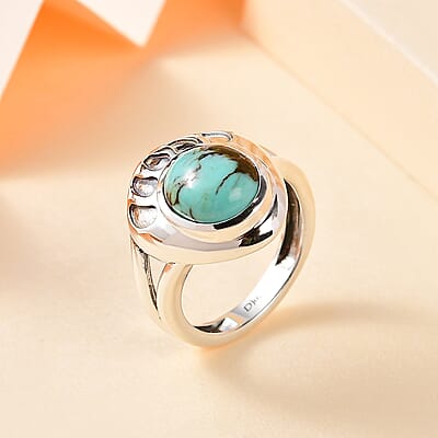 Artisan Crafted Blue Moon Turquoise Bear Paw Ring in Sterling Silver (Size 10.0) 2.50 ctw
