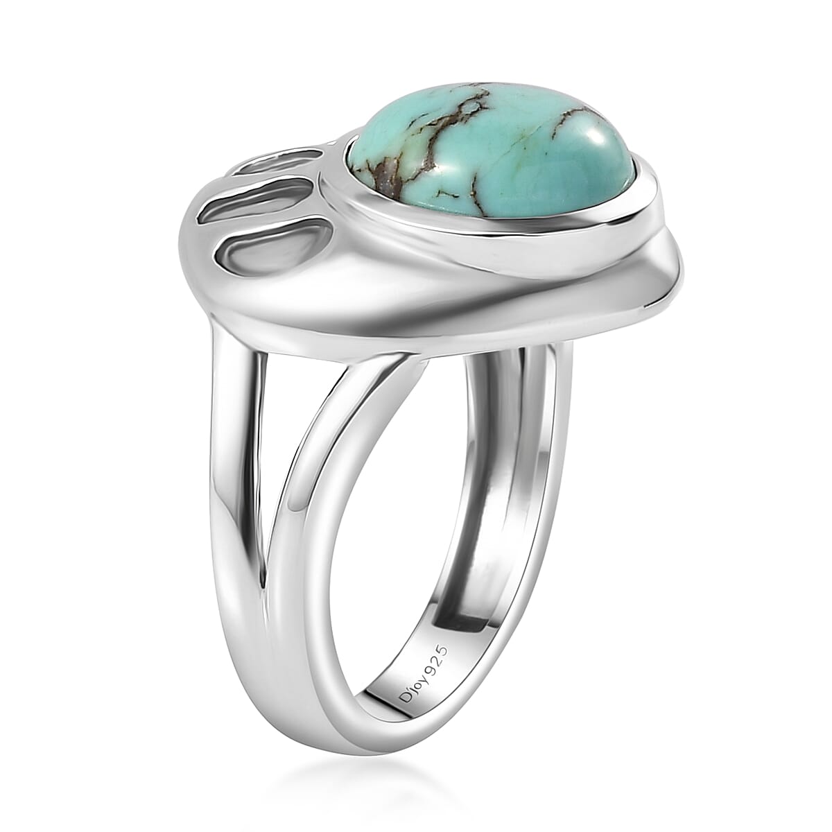 Artisan Crafted Blue Moon Turquoise Bear Paw Ring in Sterling Silver (Size 10.0) 2.50 ctw image number 3