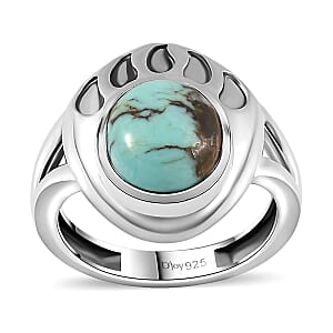 Artisan Crafted Blue Moon Turquoise Bear Paw Ring in Sterling Silver (Size 6.0) 2.50 ctw