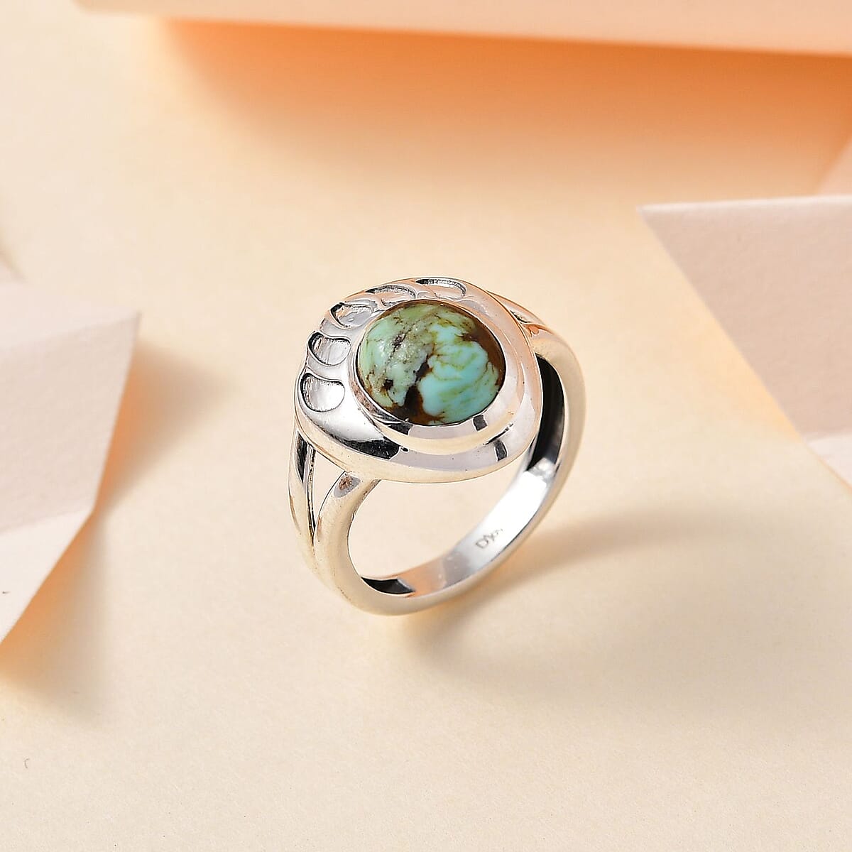 Artisan Crafted Blue Moon Turquoise Bear Paw Ring in Sterling Silver (Size 8.0) 2.50 ctw image number 1