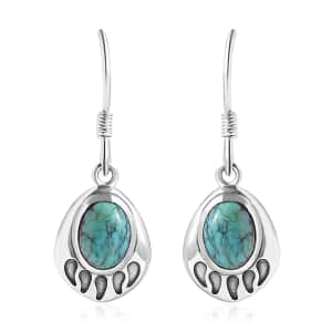 Artisan Crafted Blue Moon Turquoise Bear Paw Earrings in Sterling Silver 2.50 ctw