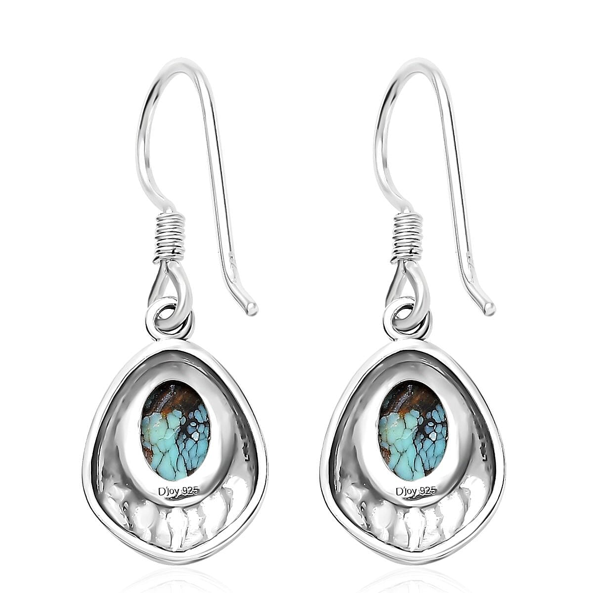 Artisan Crafted Blue Moon Turquoise Bear Paw Earrings in Sterling Silver 2.50 ctw