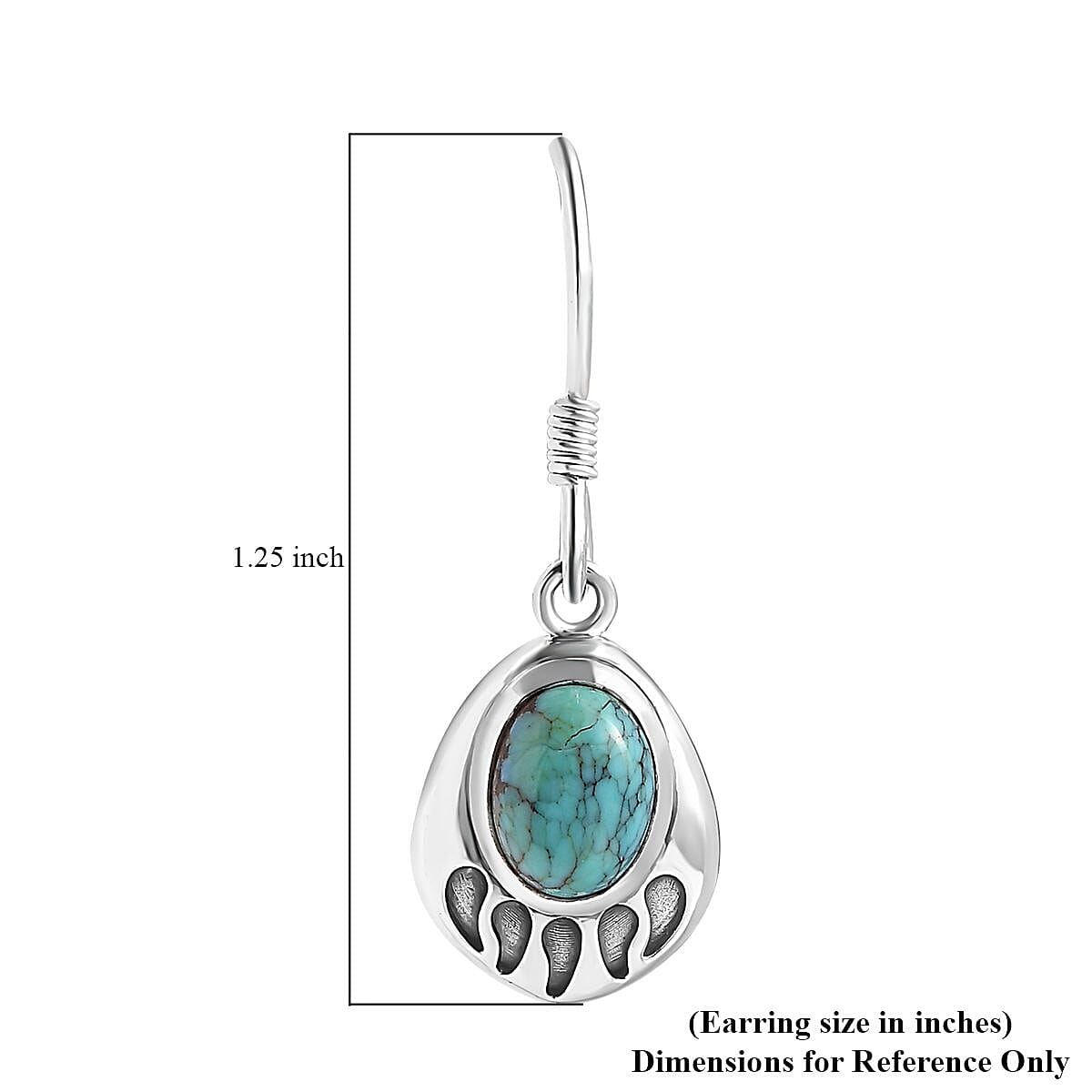 Artisan Crafted Blue Moon Turquoise Bear Paw Earrings in Sterling Silver 2.50 ctw